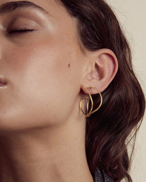 INEL Ocean Waves hoops, gold-plated