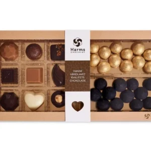 GAVEÆKSE M. 9 STK FYLDTE CHOKOLADER & EKSKLUSIV DRAGÉE