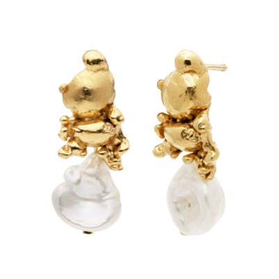 INEL Bubble Bug Pearl earrings, gold-plated