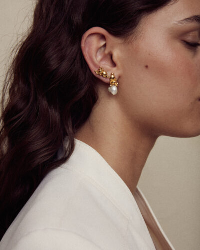 INEL Bubble Bug Pearl earrings, gold-plated - Billede 2