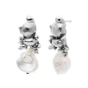 INEL Bubble Bug Pearl earrings, silver