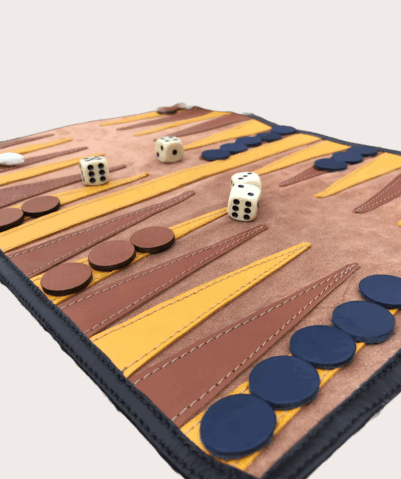 Rejsebackgammon - sort/teak/cognac - Billede 2