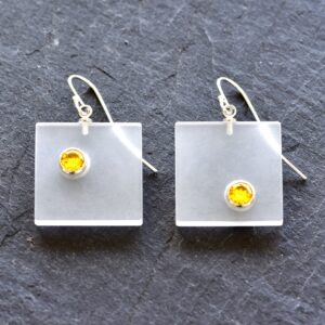 Frost Small Square - Citrine Yellow Zirconia