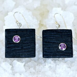 Shou Sugi Ban Small Square - Amethyst