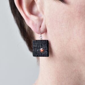 Shou Sugi Ban Small Square - Garnet