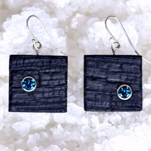 Shou Sugi Ban Small Square - London Blue Topaz