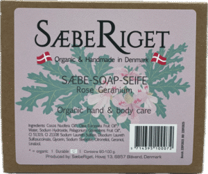 Økologisk fast håndsæbe bar rosengeranium - 100 gram
