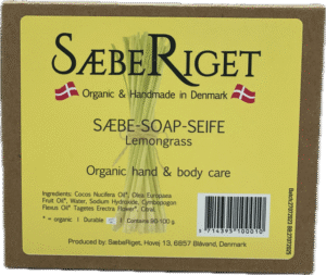 Økologisk fast håndsæbe bar citrongræs - 100 gram