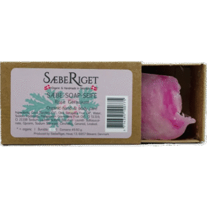 Økologisk fast håndsæbe bar rosengeranium - 50 gram