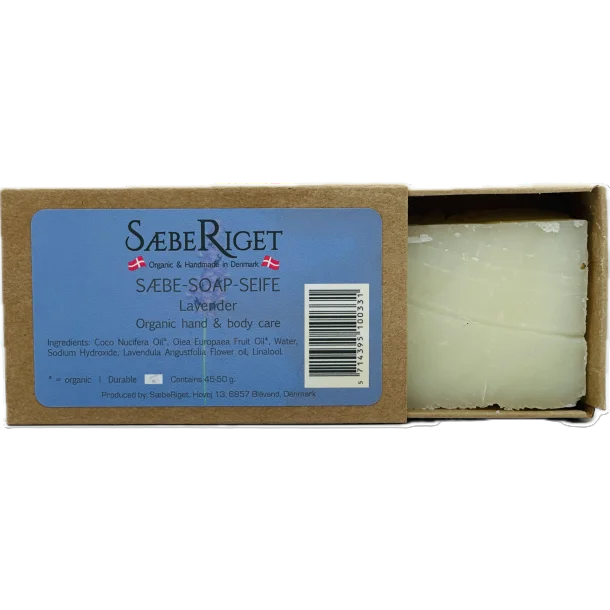 Økologisk fast håndsæbe bar lavendel - 50 gram