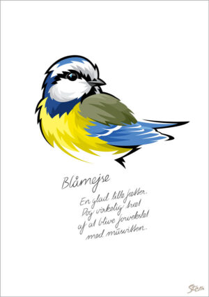 Blåmejse Citat  - kort m/kuvert, A6