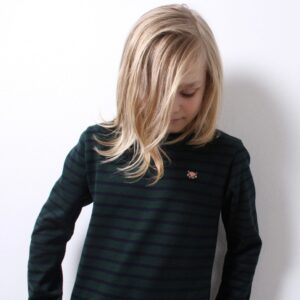 Billie Langærmet Tee - Green/Navy Stripes