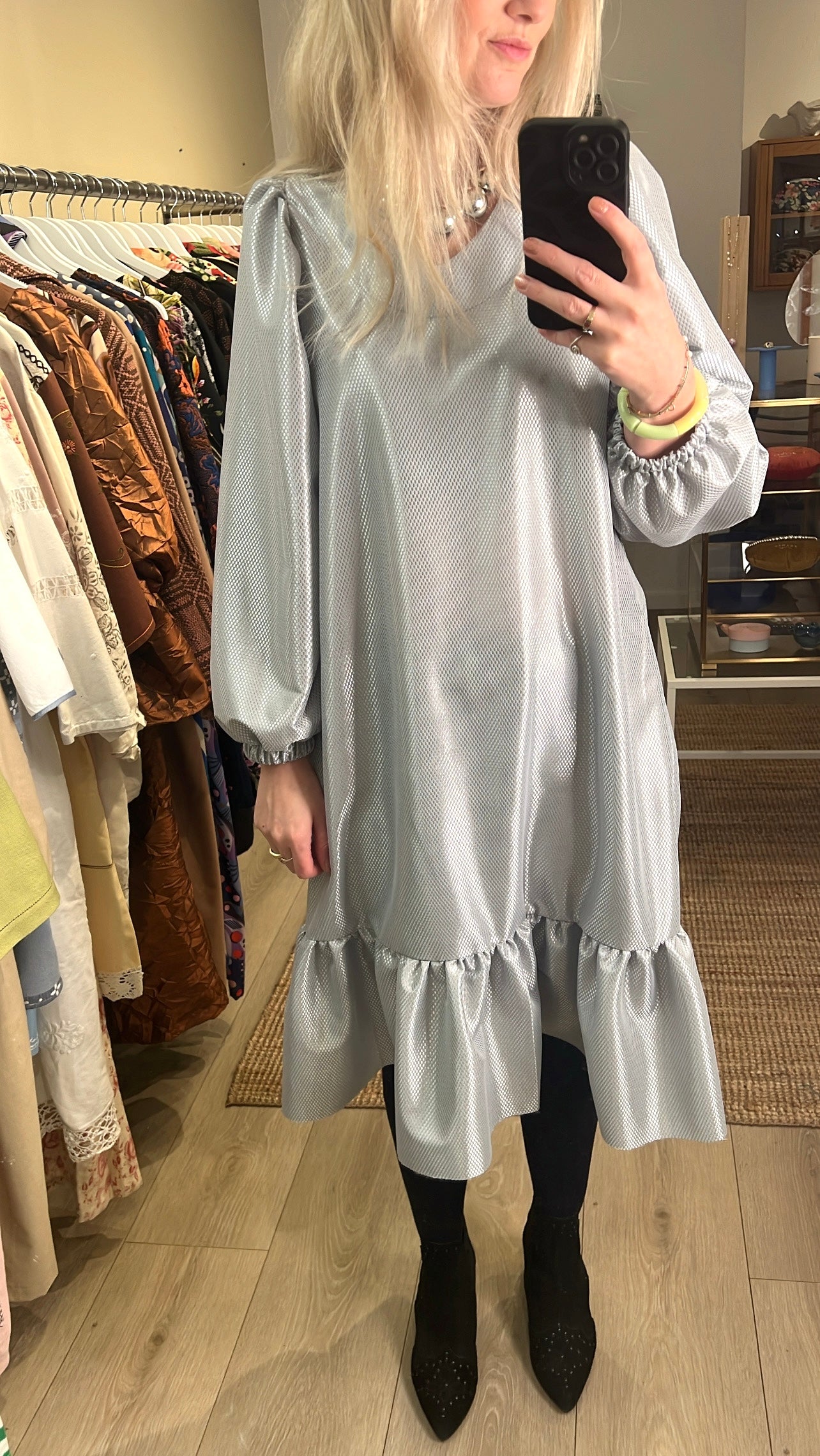 Bella A-kjole - Silver metallic Dots - Billede 3