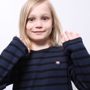 Billie Langærmet Tee - Navy/Black Stripes