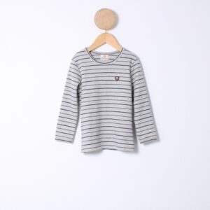 Billie Langærmet Tee - Grey melange Stripes