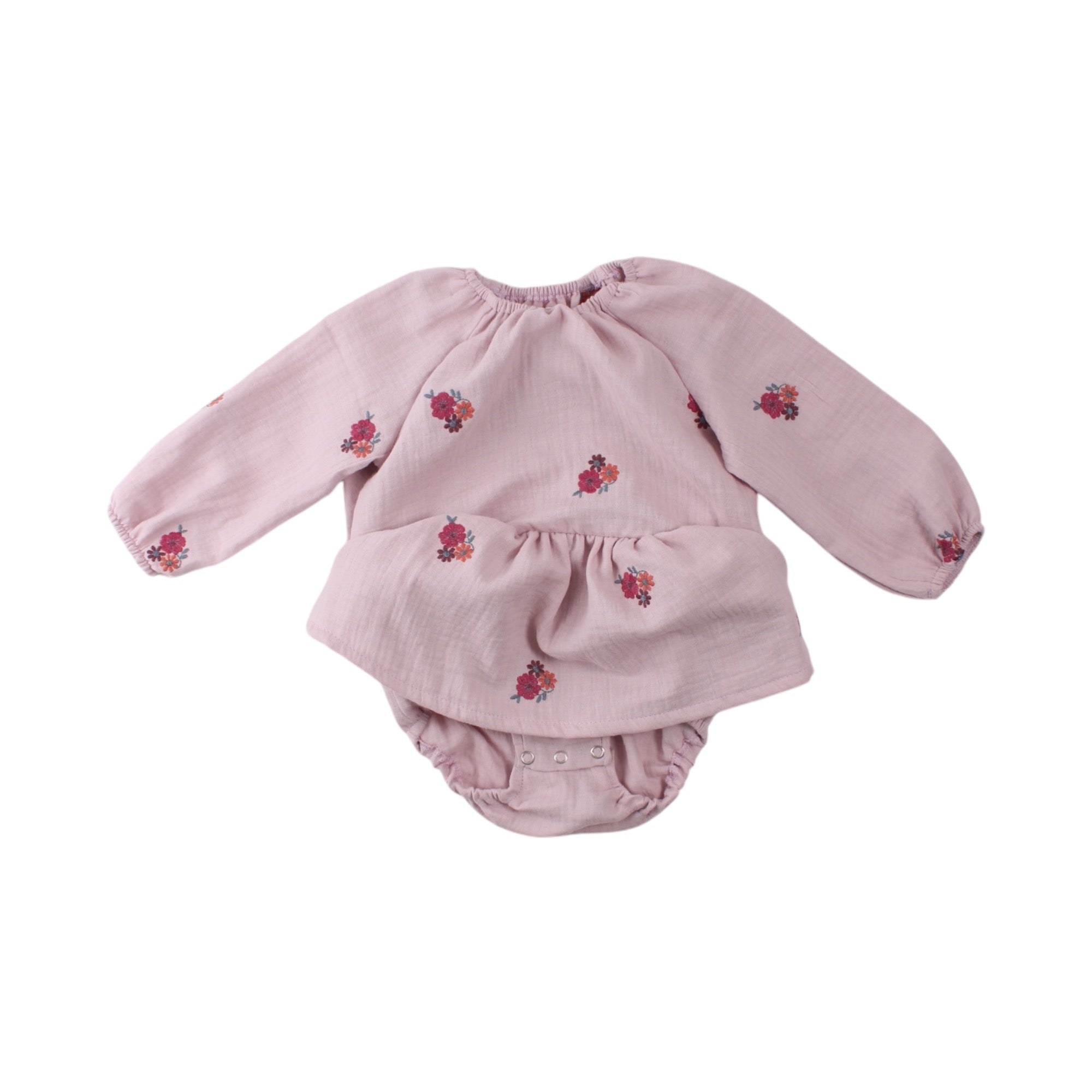 Marleen Baby Romper Kjole - Rose embroidery Flowers - Billede 3