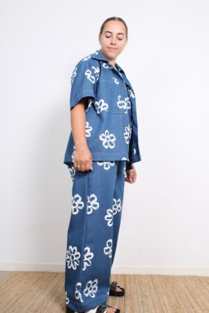 Viddebukser - Denim Stretch Flowers