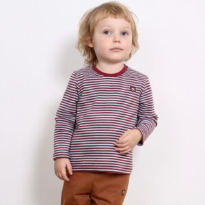 Billie Rib Langærmet Tee - Burgundy/blue Stripes